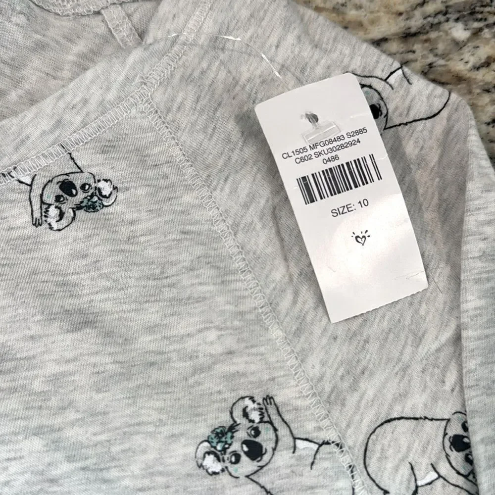 Justice Heather Koala Gray Long Sleeve Tee girls size 10 brand new with tags